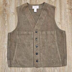 Vintage CC Filson Vest Mens 44 Style 820 Moleskin Button Up Hunting Olive Brown